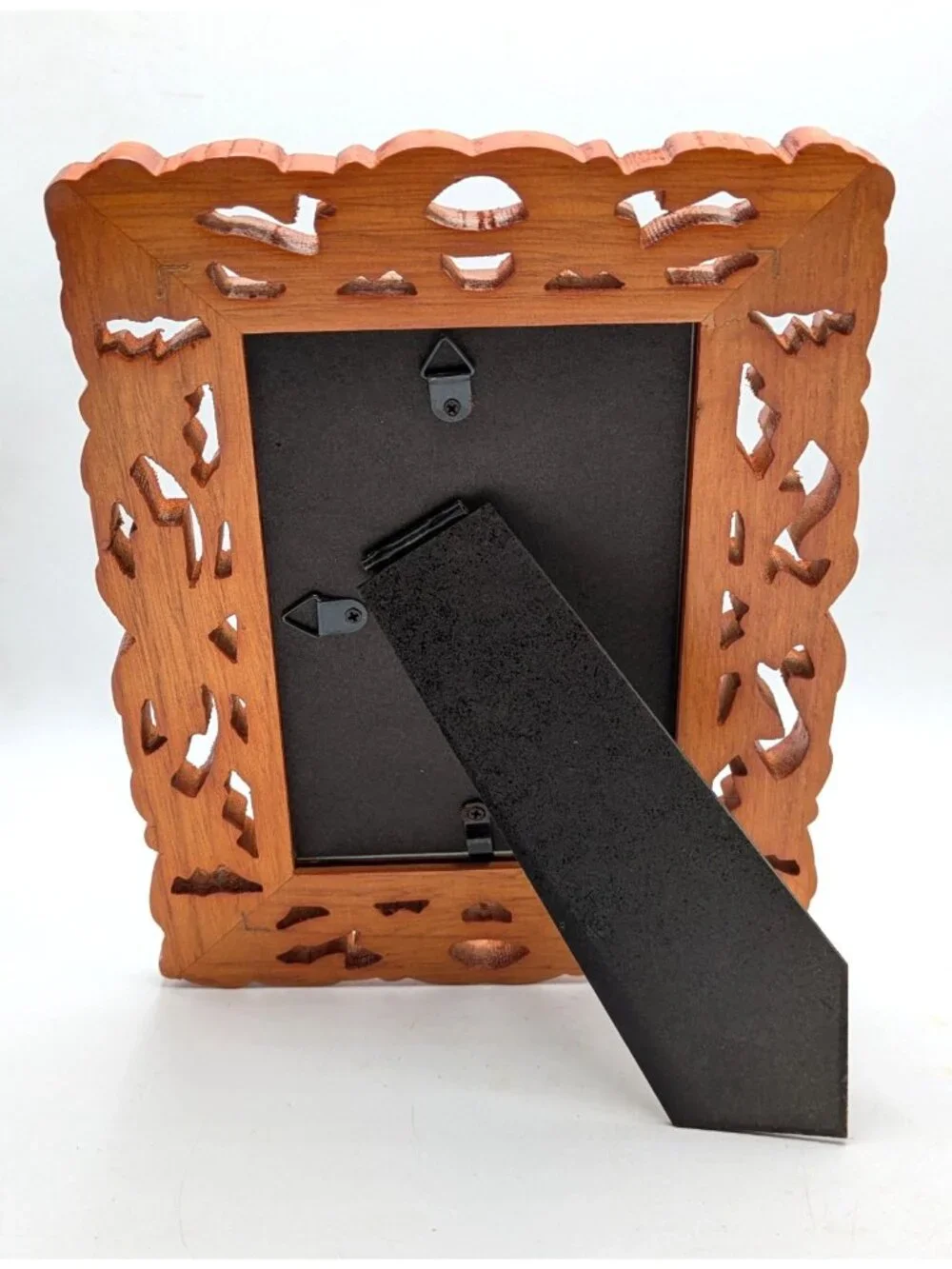 Vtg Hawaiian Kauai Island Hand Carved Wood Frame Floral Hibiscus Tropical 4x6